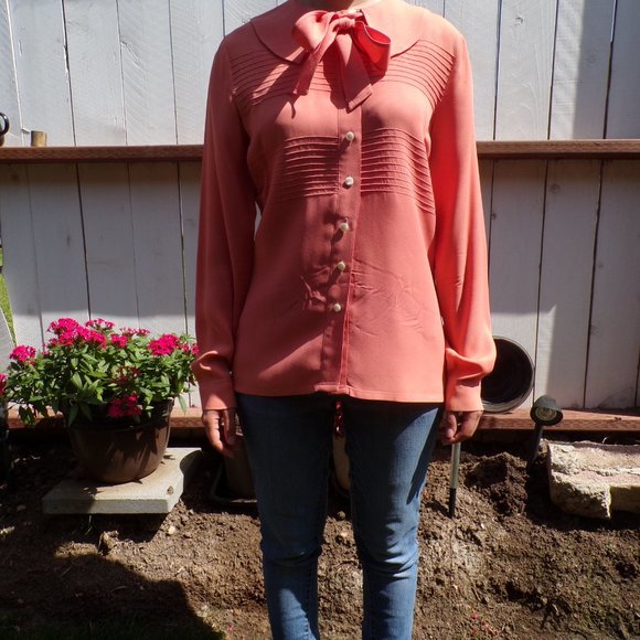 VINTAGE Cacharel Women's Peach Blouse - Picture 11 of 16